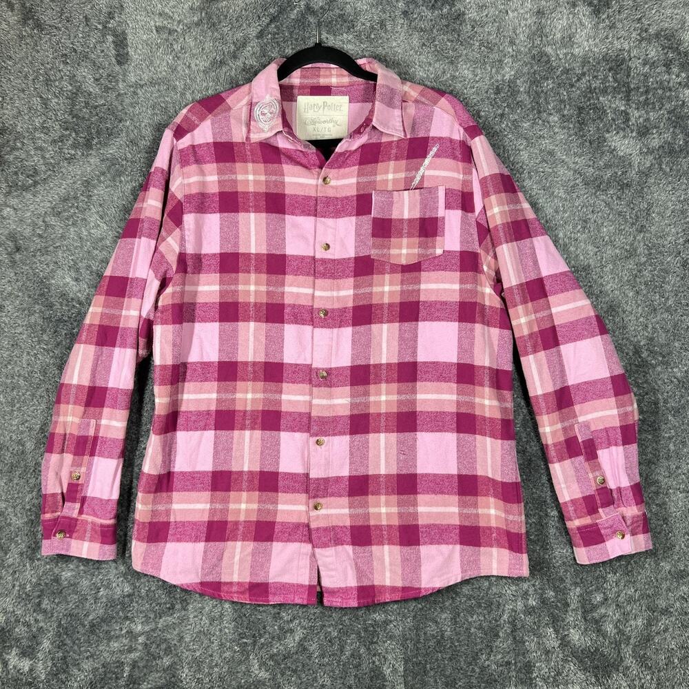 Harry Potter Cakeworthy Shirt Womens XL Pink Plaid Flannel Luna Lovegood Quote